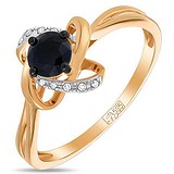 Женское золотое кольцо с бриллиантами и сапфиром, 1700808