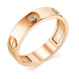 Золотое обручальное кольцо с бриллиантом, 1701064