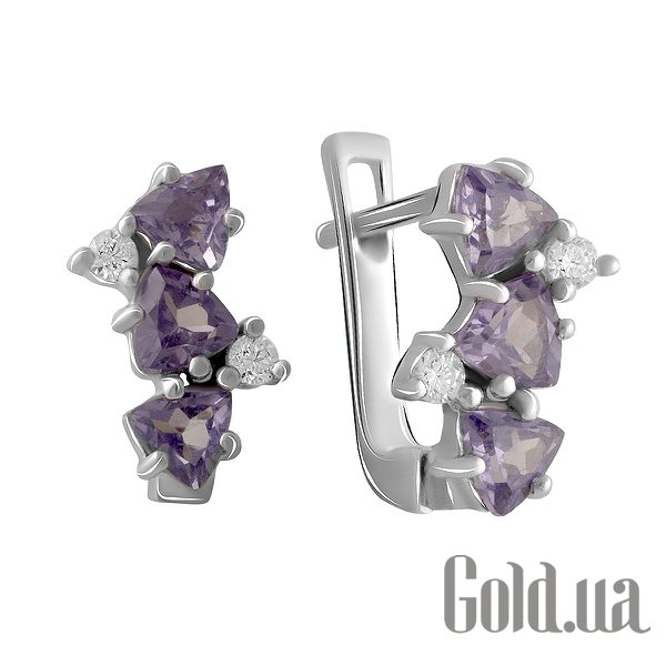 

Серьги Fresh Jewelry, Серебряные серьги с куб. циркониями и александритами