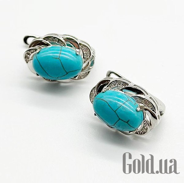 

Серьги Silvex925, Серебряные серьги с куб. циркониями и бирюзой