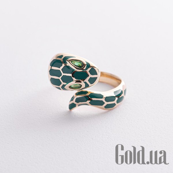 

Кольцо Украина, Женское золотое кольцо с куб. циркониями и эмалью, 17.5