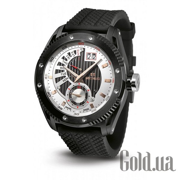 

Швейцарские часы Seculus, Copernico 9535.2.704P black-white, ss-ipb, black silicon
