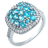 Женское серебряное кольцо с куб. циркониями и топазами, 1309641