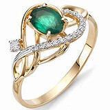 Женское золотое кольцо с бриллиантами и изумрудом, 1554633