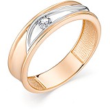 Золотое обручальное кольцо с бриллиантом, 1606345