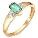 Женское золотое кольцо с бриллиантами и изумрудом, 1627337