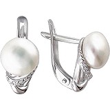 Срібні сережки з культів. перлами і куб. цирконіями, 1631177
