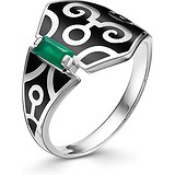 Женское серебряное кольцо с агатом и эмалью, 1646025