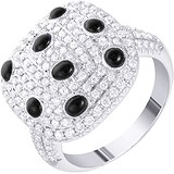 Женское золотое кольцо с бриллиантами и ониксами, 1673417