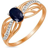 Женское золотое кольцо с бриллиантами и сапфиром, 1700809