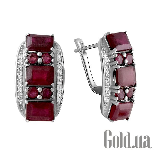 

Серьги Fresh Jewelry, Серебряные серьги с куб. циркониями и рубинами