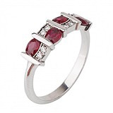 Жіноча золота каблучка з діамантами та рубінами, 1796041