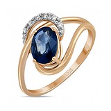Женское золотое кольцо с бриллиантами и сапфиром, 1540042