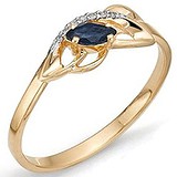 Женское золотое кольцо с бриллиантами и сапфиром, 1554634