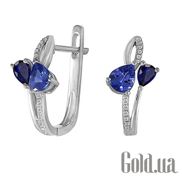 

Серьги Lurie Jewelry, Золотые серьги с бриллиантами, сапфирами и танзанитами