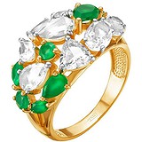 Женское золотое кольцо с горным хрусталем и агатами, 1635530