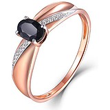 Женское золотое кольцо с бриллиантами и сапфиром, 1700810