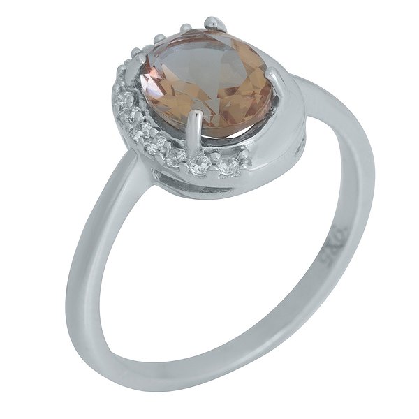 Женское серебряное кольцо с султанитом и куб. циркониями