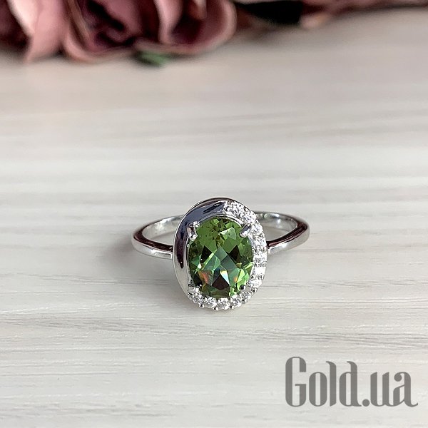 Каблучка Fresh Jewelry Жіноча срібна каблучка з султанітом і куб. цирконіями, 18