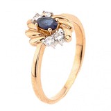 Женское золотое кольцо с сапфиром и бриллиантами
