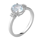 Женское серебряное кольцо с куб. циркониями и топазом, 1737930