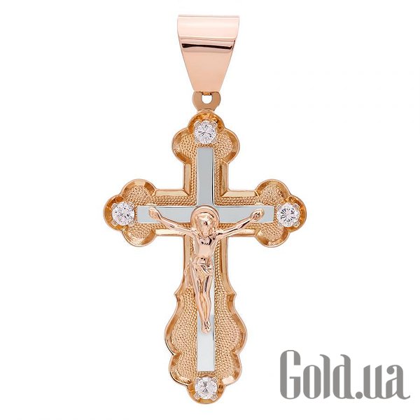 

Кулон-крестик Украина, Золотой кулон с куб. циркониями