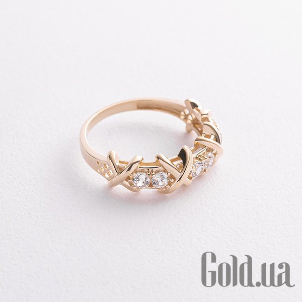 

Кольцо Украина, Женское золотое кольцо с куб. циркониями, 18.5