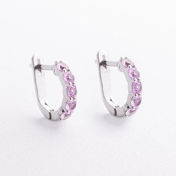 Срібні сережки з синт. сапфірами