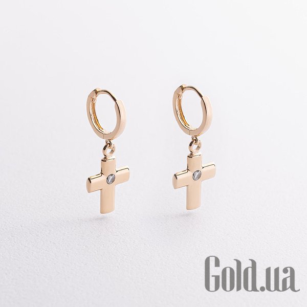 

Серьги с подвесками Украина, Золотые серьги с куб. циркониями