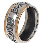 Женское серебряное кольцо со вставкой из золота, 223434