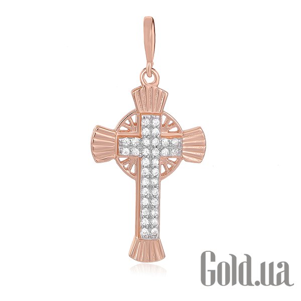 

Кулон-крестик Silvex925, Серебряный кулон с куб. циркониями в позолоте