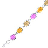 Женский золотой браслет с цитринами, кварцами, аметистами и куб. циркониями, 1553867