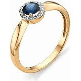 Женское золотое кольцо с бриллиантами и сапфиром, 1606091