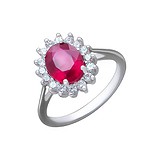 Женское серебряное кольцо с куб. циркониями и рубином, 1616331