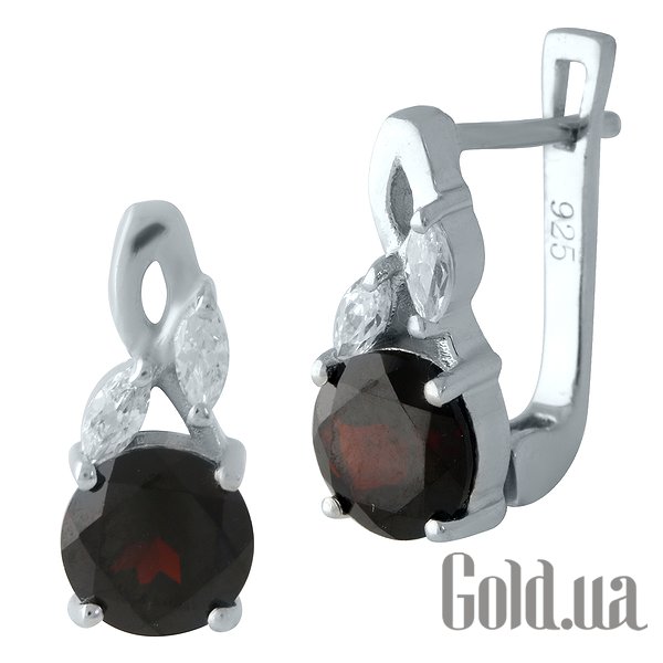 

Серьги Fresh Jewelry, Серебряные серьги с гранатами и куб. циркониями