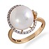 Женское золотое кольцо с бриллиантами и культив. жемчугом - фото 1