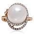 Женское золотое кольцо с бриллиантами и культив. жемчугом - фото 2