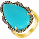 Женское золотое кольцо с бриллиантами и бирюзой, 1687243