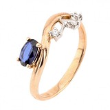 Женское золотое кольцо с сапфиром и бриллиантами, 1730507