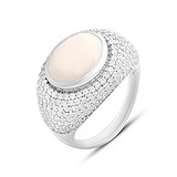 Женское серебряное кольцо с куб. циркониями и агатом (2144885), фото