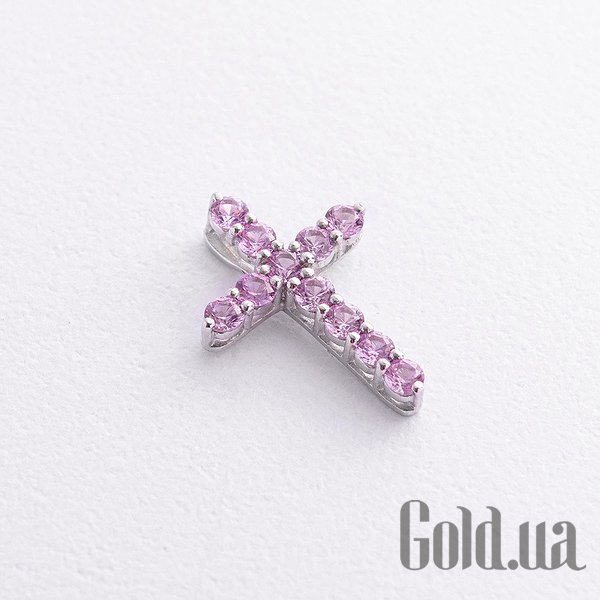 

Кулон-крестик Украина, Серебряный кулон с синт. сапфирами