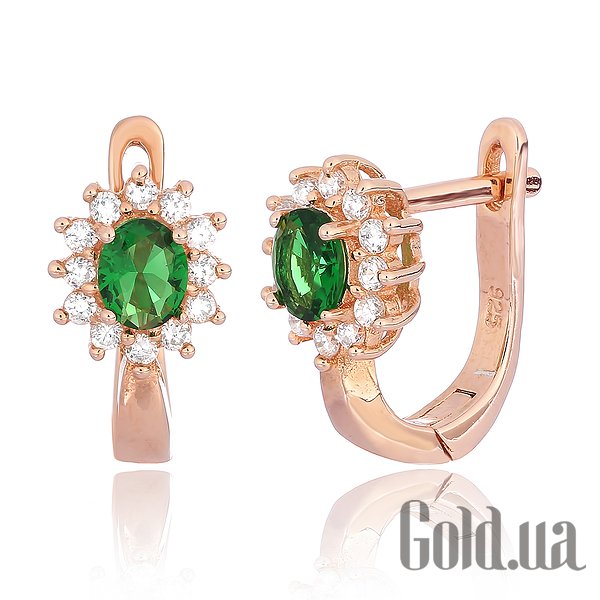 

Серьги Silvex925, Серебряные серьги с куб. циркониями в позолоте