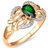 Женское золотое кольцо с бриллиантами и изумрудом, 1554636