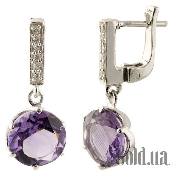 

Серьги с подвесками Fresh Jewelry, Серебряные серьги с аметистами и куб. циркониями