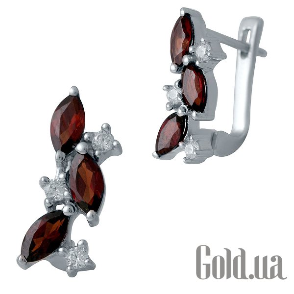 

Серьги Fresh Jewelry, Серебряные серьги с гранатами и куб. циркониями