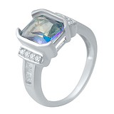 Женское серебряное кольцо с топазом и куб. циркониями, 1721548