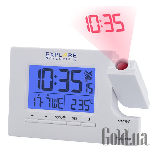 

Проекционные часы Explorer, Проекционные часы Scientific Slim Projection RC Dual Alarm White RDP1003GYELC2