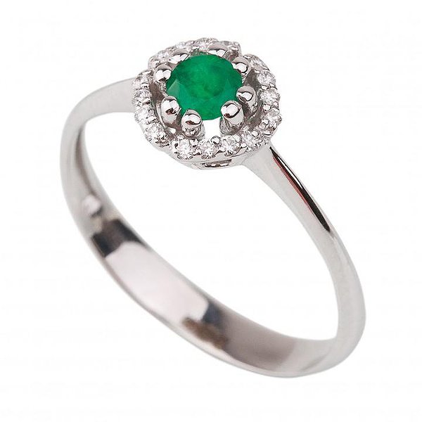 Жіноча золота каблучка з діамантами та смарагдом