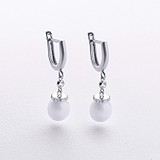 Золотые серьги с куб. циркониями и культив. жемчугом, 1797580