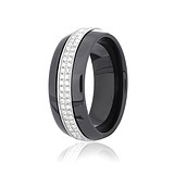 Cеребряное обручальное кольцо с керамикой и  куб. циркониями, 572876